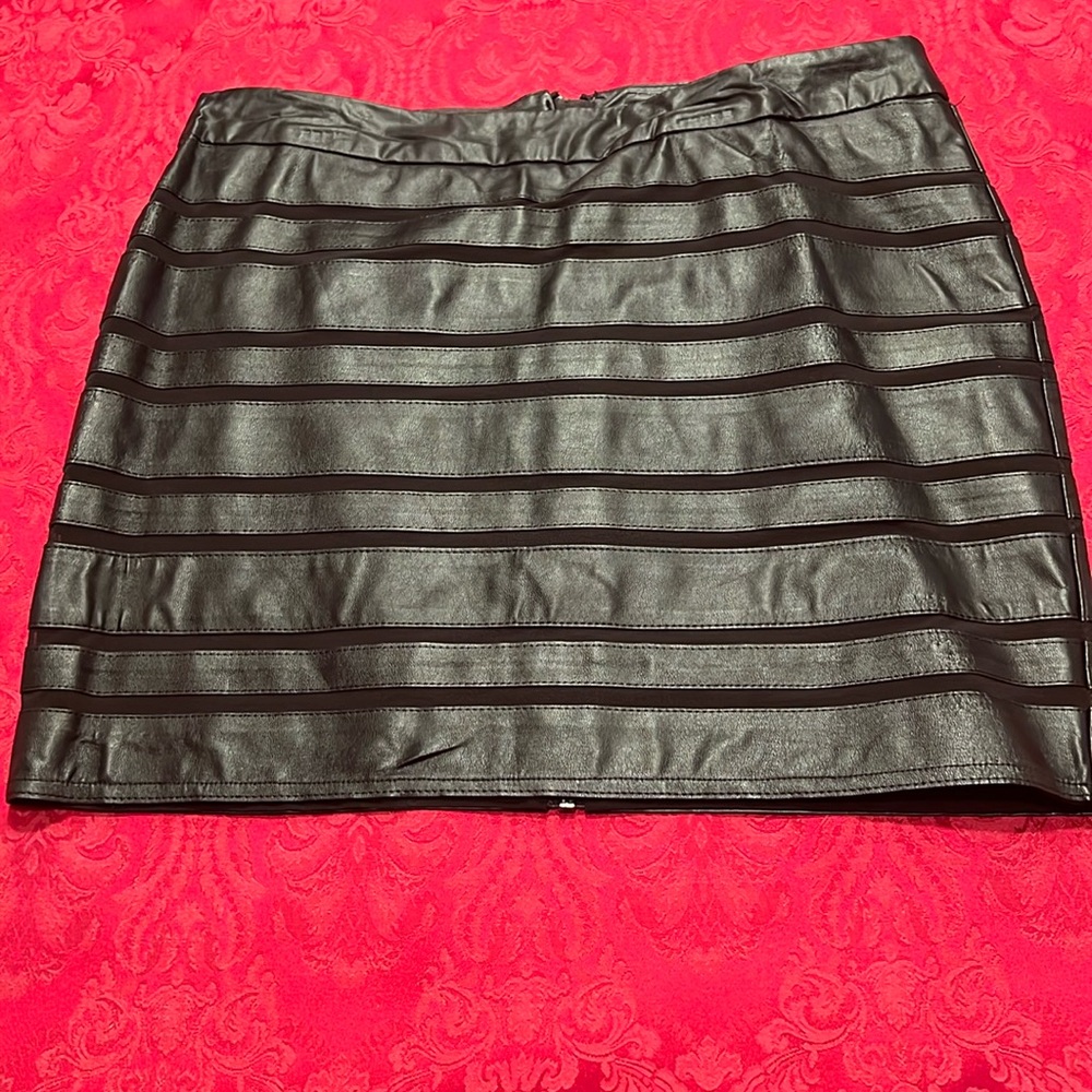 Unique Faux Leather Black Skirt
